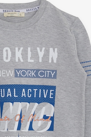 Breeze Erkek Çocuk Sweatshirt Yazı Baskılı 7-12 Yaş, Açık Gri Melanj Gri