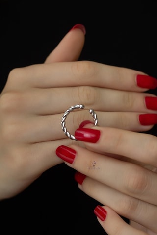 Yuvarlak Burma Model Örgü 925 Ayar Ayarlanabilir Gümüş Rengi Yüzü