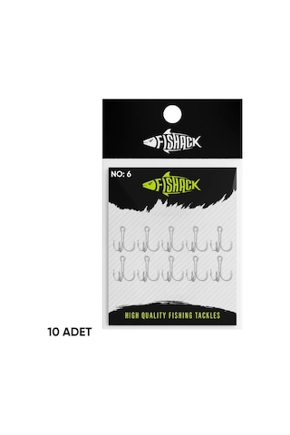 Üçlü İğne - Nikel Üçlü Kanca - Fishack 3210 - 10 Adet - No: 6