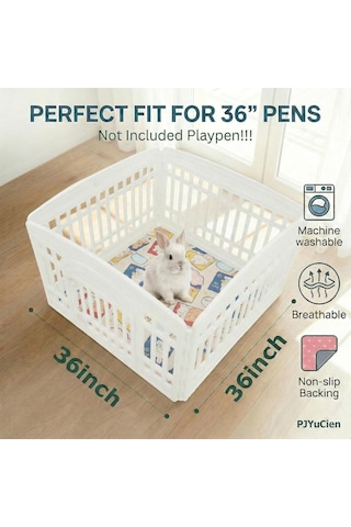 Pjyucien Makinede Yıkanabilir Kare Köpek Oyun Parkı Matı, 36 İnç Genişliğinde, Kaymaz Pet Kalem Pee Pad, İç/dı