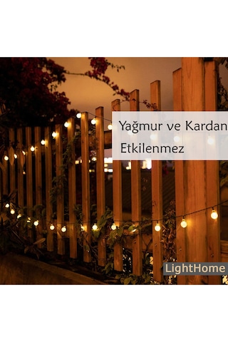 50 Led 7 Metre Sarı Opak Solar Led Işık Güneş Enerjili Bahçe Teras Balkon Ağaç Lambası Aydınlatması