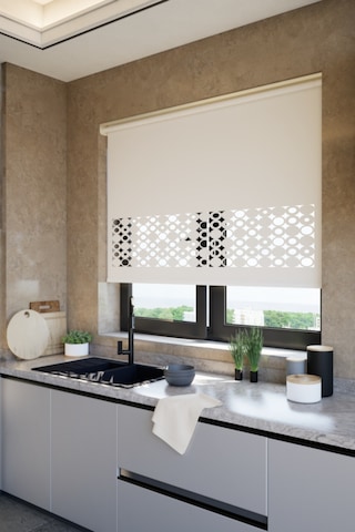 Lazer Kesim Mat Stor Perde, Lazer Kesimli Klasik Serisi, C-191001 Beyaz Renk