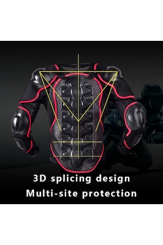 Sones Ghost Racing F060 Motosiklet Zırh Binme Dişli Göğüs Koruyucu Dirsek Pedi Düşme Koruma Elbisesi 3XL Siyah