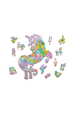 Ahşap Puzzle - Unicorn Canlı Renkler