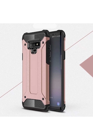 Noktaks - Samsung Galaxy Uyumlu Note 9 - Kılıf Çift Katman Zırh Tank Crash Military Kapak - Gold