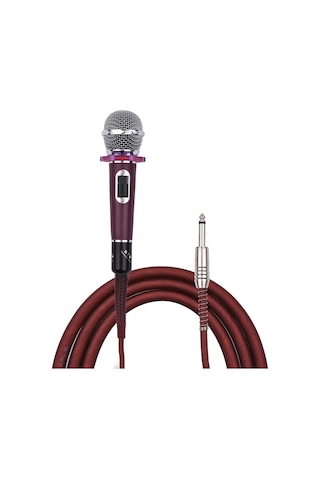 Neevoyu Kırmızı El Tipi Dinamik Kondansatör Mikrofonu - 4.5m Kablolu, 6.35mm Plug, Karaoke/konser/söyleşi İçin Yüksek Hassasiyetli Ses Alımı