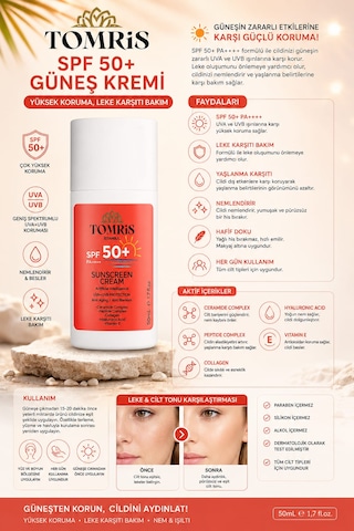 Tomris Spf Sunscreen Spf 50+ Pa++++ Uva Ve Uvb Güneş Kremi