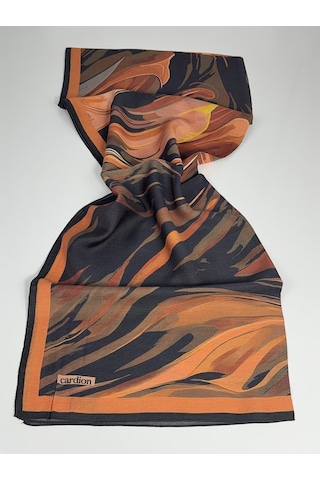 Cardion Pamuk İpek Şal - 70 X 180 - 06302 Siyah - Kiremit