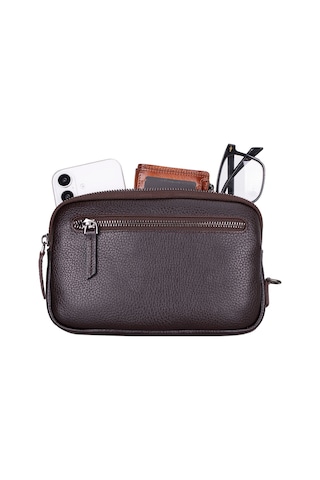 Bloominbag Majeste Nude Buff Brown Curated Deri Clutch Bag Kahverengi