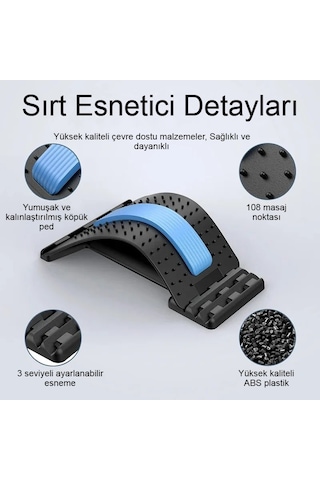 Ayarlanabilir Bel Masaj Ve Destek Cihazı Ergonomik Ve Çok Fonksiyonlu Siyah - Mavi