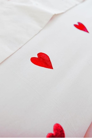 Heart Tek Kişilik Çarşafı Lastikli Kalpli Nevresim Takımı 001