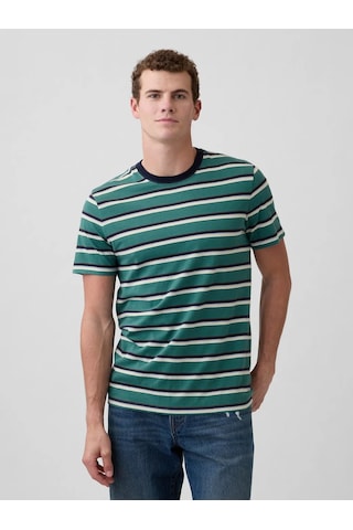 Gap V-everyday Soft Crew - Strıpe Yeşil