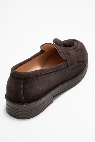 Luvishoes Luvi Shoes Milina Kahverengi Süet Püsküllü Hakiki Deri Kadın Loafer Ayakkabı Kahve Süet