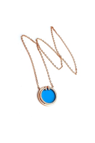 Turkuaz Taşlı Zirkon Taş Detaylı 925Ayar Gümüş Rose Italyan Şık K