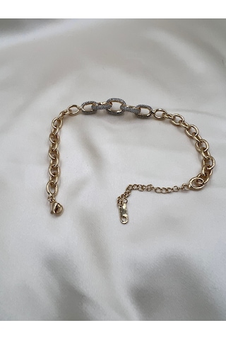 İthal Vip Üç Boyutlu Taşlı Halka Bileklik Altın - Gümüş