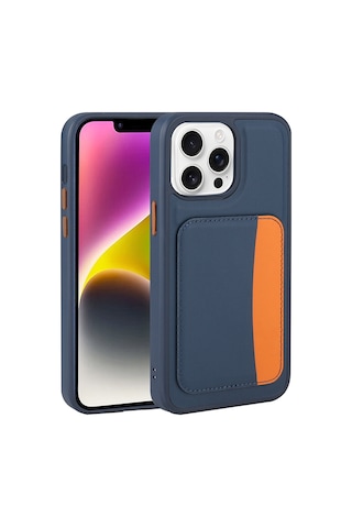 Zore Apple iPhone Uyumlu 16 Pro Max Kılıf Kartlıklı Zore X-kart Silikon Kapak - Lacivert