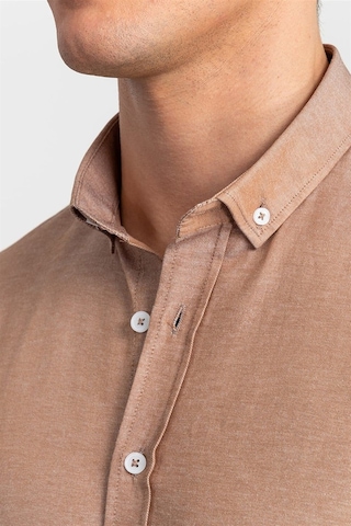 Tudors Slim Fit Dar Kesim Oxford Spor Erkek Gömlek-20325 Kum Rengi
