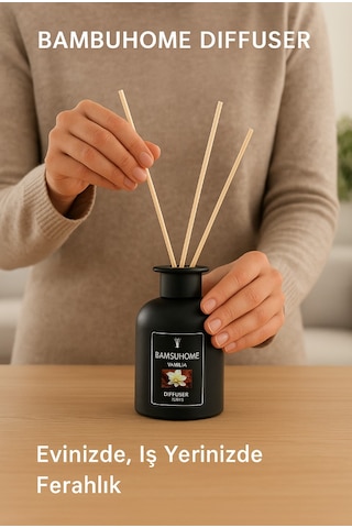 Bambuhome Dıffuser Oda Ofis Ortam Kokusu Vanilya 120 Ml Reed Dıffuser Vanilla