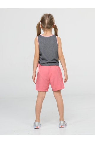 Kedili Dokuma Şort Takım-pembe - Siyah Pembe - Siyah