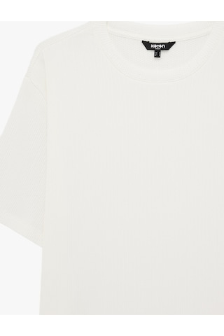 Koton Regular Fit Dokulu Kısa Kollu Basic Bisiklet Yaka Tişört Beyaz 6sam10054mk Beyaz
