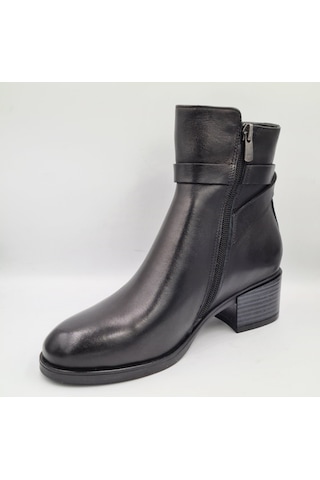 Greyder 59301 5k Siyah Hakiki Deri Kalın Topuklu 4cm Kadın Fermuarlı Casual Bot Siyah