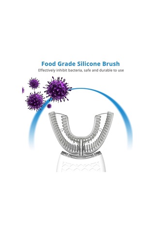 360 Derece Elektrikli Diş Fırçası, Otomatik Ses, U Modu, 4 Modlu Diş Fırçası, Usb Şarj, Diş Beyazlatma, Mavi Işık Elektrikli Diş Fırçası Beyaz