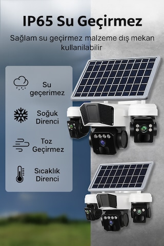 Sim Kartlı 3 Kameralı Gece Görüşlü Solar Güvenlik Kamerası