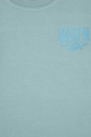 U.S. Polo Assn. Kız Çocuk Mint Simli Baskı Detaylı Bisiklet Yaka Basic Sweatshirt 50314289-VR090