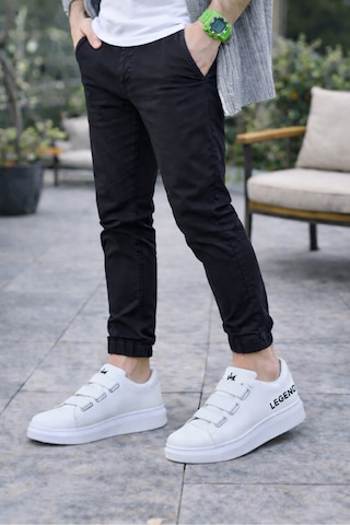 Dmr Elegance Jy029 Mono Bağcıksız 3 Bantlı Lastikli Legend Cilt Erkek Günlük Sneaker Ayakkabı Cbt - Beyaz
