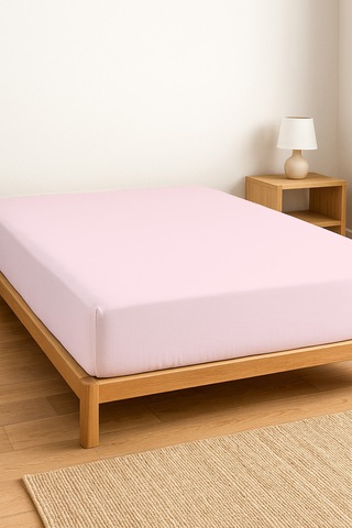 Purecomfort %100 Pamuk Ranforce Çift Kişilik Lastikli Çarşaf 160x200 Beyaz Toz Pembe