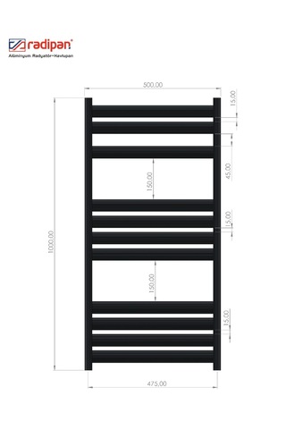 Radipan Zeugma Alüminyum Havlupan 500 x 1000 11 Dilim Antrasit
