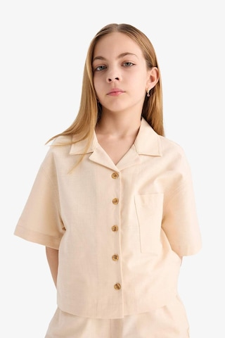 DeFacto Kız Çocuk Cropped Fit Keten Kısa Kollu Gömlek D7638A825SMER42