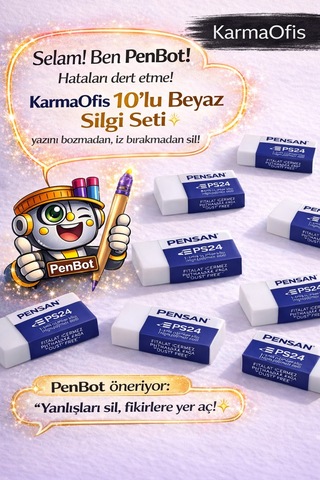 10'lu Beyaz Silgi Seti Ps24 Tozsuz Silgi, İz Bırakmayan Yumuşak Silgi