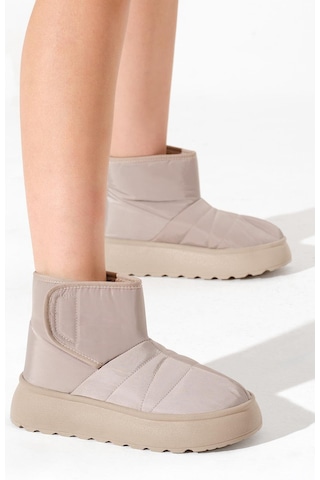 Kalın Poli Taban İçi Kürklü Cırtlı Kadın Bej Bot Tbals035 Bej