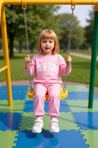 Frm Kız Çocuk Pamuklu New York Baskılı Örme Sweatshirt Ve Eşofman Alt Pembe