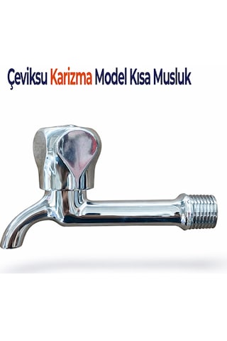 Karizma Model Pirinç Musluk 1/2'' Krom Kaplama Bahçe Balkon Su Musluğu Kısa Tip