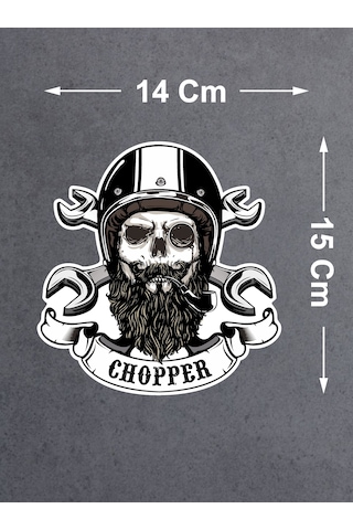 Chopper Kurukafa Sticker - Motosiklet Araba Oto Motor Cam Sticker - 00072 15x14 Cm