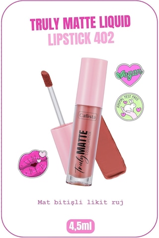 Callista Truly Matte Liquid Lipstick Mat Likit Ruj 402 Mauve Over - Nude