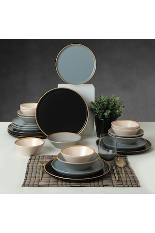 Keramika Safir Gri Yemek Takımı 6 Kişilik 24 Parça 624-995