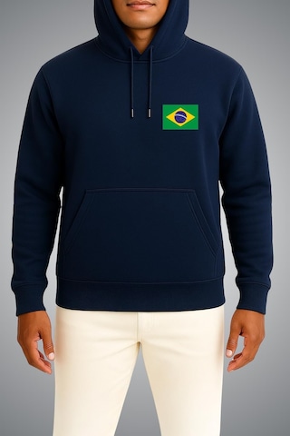 Bahriyeli Collection Kapüşonlu Brezilya Bayrağı Cep Baskılı Unisex Sweatshirt Lacivert