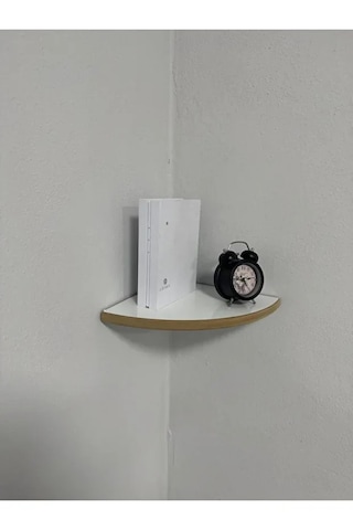 Yuvarlak Oval Köşe Raf, Rafın Kesik Köşesi, Beyaz Rustik Raf