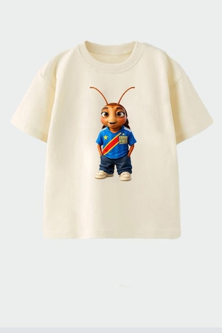 Monila Unisex Çocuk Pamuklu Demokratik Kongo Baskılı T-shirt Taş