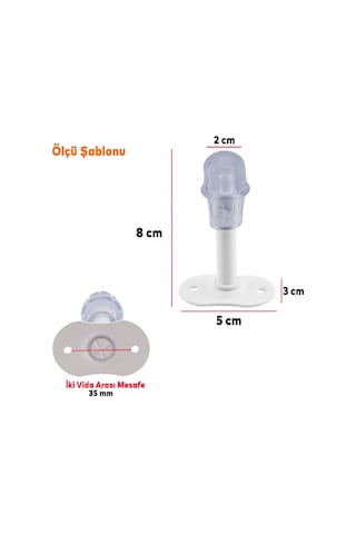 Feyzayapı Kapı Stoperi Beyaz 8 Cm Metal Kapı Tamponu Durdurucu Tutucu Kapı Stopu Silikonlu 5 Adet