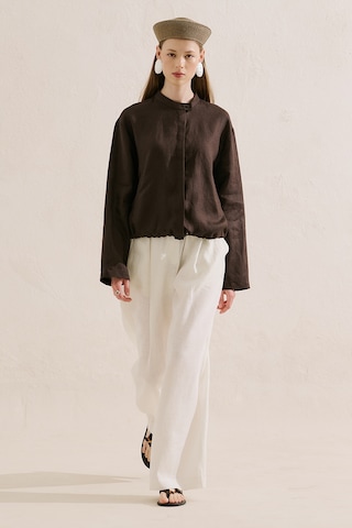 Manuka Keten Bomber Tarz Gömlek Acıkahve Ss26gml00021-23.6552
