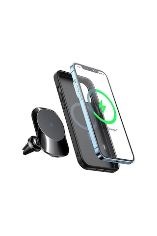 Ch-7071 İphone Uyumlu 12 Ve 13 Serisi 15w Hızlı Kablosuz Şarjlı Araç Telefon Tutucu Siyah