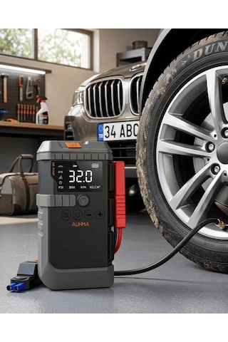 Taşınabilir Akıllı Lastik Şişirme Kompresörü Akü Takviyeli Led Fenerli