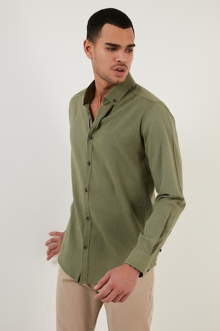 Buratti Pamuklu Regular Fit Düğmeli Yaka Erkek Gömlek Cf20S111871 Haki