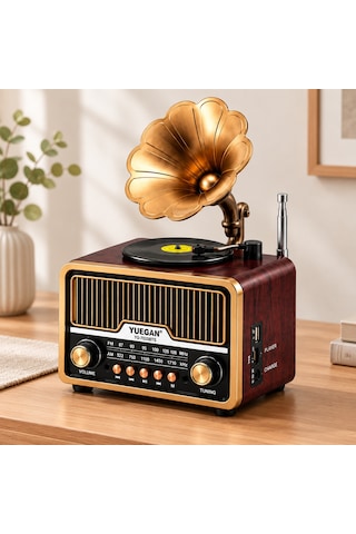 Retro Gramofon Radyo Bluetooth Usb Şarjlı Am/fm/sw 70749845