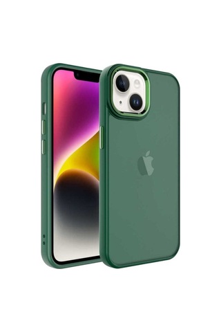 Apple Uyumlu iPhone 14 Plus Kılıf Buzlu Sert Pc Zore May Kapak Koyu Yeşil