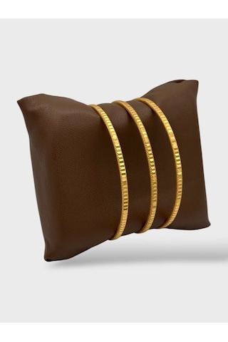 Arnes Jewelry Çelik 22 Ayar Altın Kaplama Desenli Ajda Bilezik - 3 Adet 21 Cm Ar625nes Gold